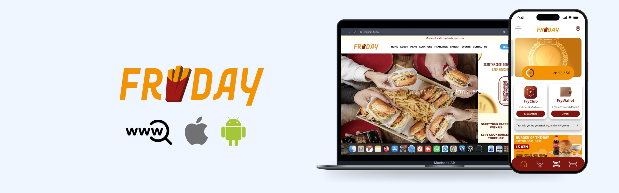 Сайт и приложение Fryday